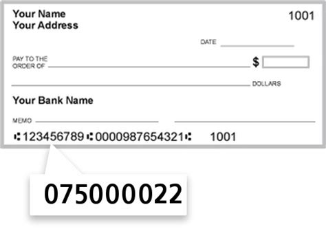The routing number can be found on your check. . 075000022