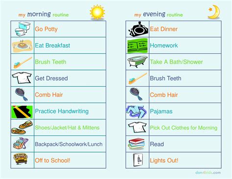 08.09.15 Reader Morning & Evening Routine Checklist dsm4kids