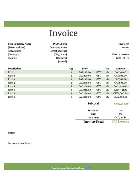 1+ Canada Invoice Template Free Download