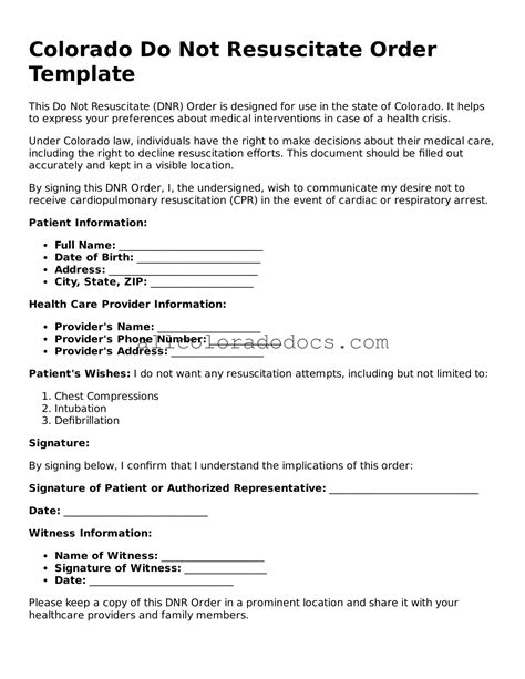 1+ Colorado Do Not Resuscitate Form Free Download