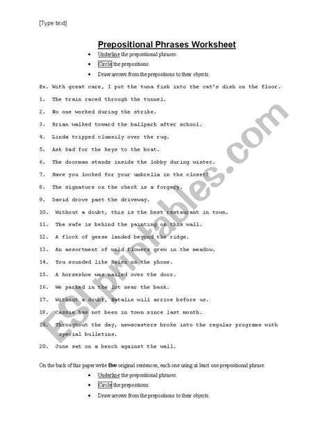 1 1 Prepositional Phrases Practice Pdf Download