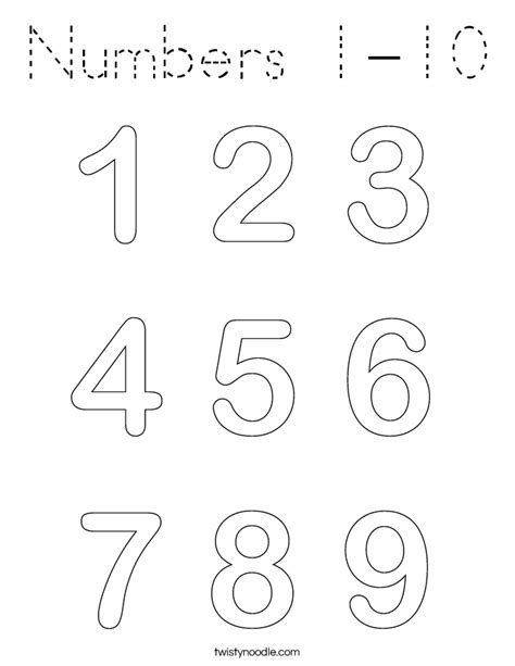 1 10 Coloring Page