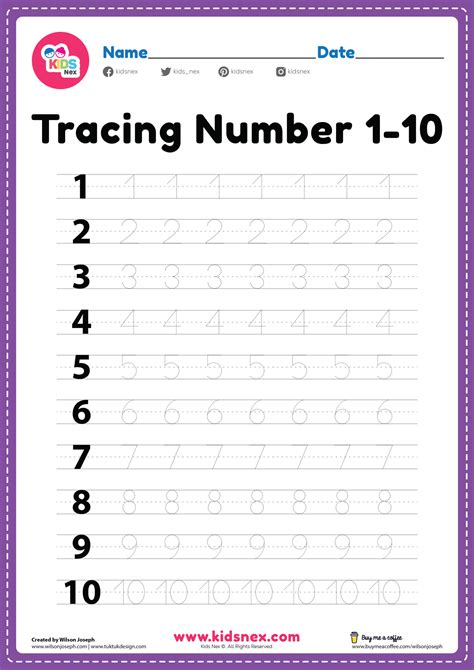 1 10 Number Tracing Worksheets Free Printable Bright Tracing Paper For Kids - Tracing Paper For Kids