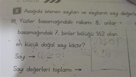 1 2 Aşağıda istenen sayıları ve sayıların say değerle Yüzler. 