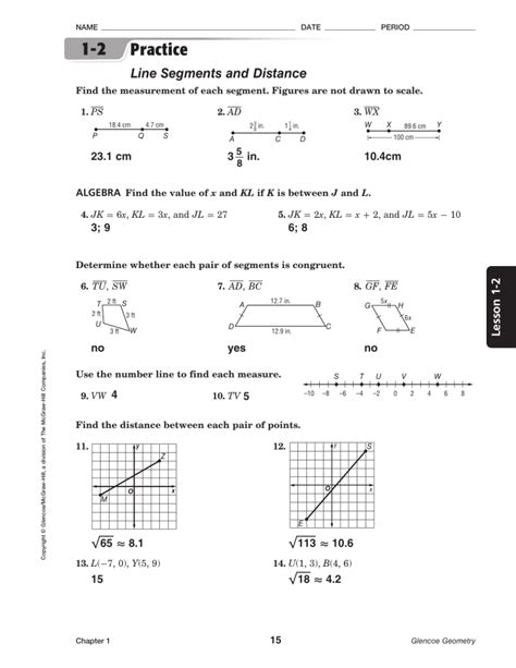 1 2 Practice Line Segments And Distance