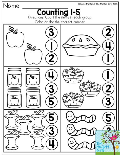 1 5 Preschool Worksheet   Count And Color Numbers 1 5 Printable Worksheet - 1-5 Preschool Worksheet