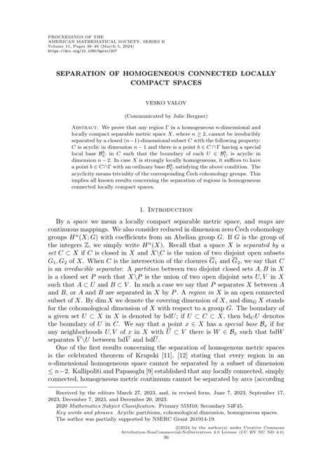 1 Aƒ Introduction Let X Be A Connected Locally Compact Separable