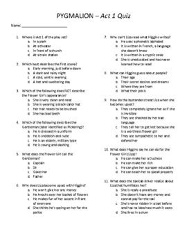 1 Act Answer Pygmalion Key