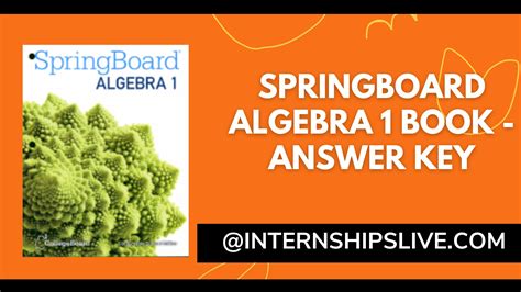 1 Algebra Answer Springboard