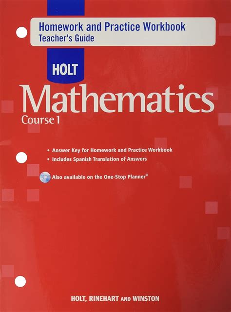 1 And Holt Mathematics Course Practice Workbook Homework