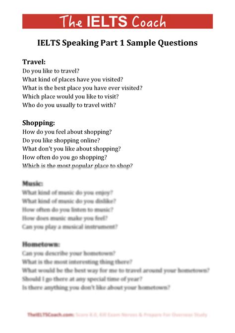 1 And Part Speaking Ielts Sample Answers Questions
