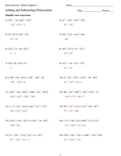 1 Answers Polynomials Algebra Infinite Kuta Software Multiplying