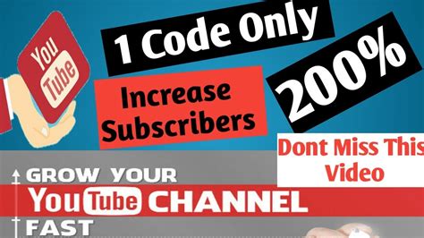 1 Code Only Increase YouTube Subscribers Secret Hack YouTube