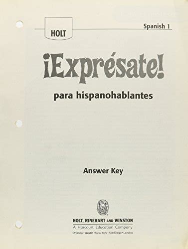 1 Holt Answer Work Spanish Key Expresate