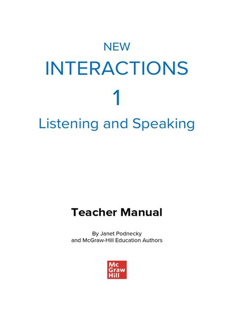 1 Listening And Interactions Answer Speaking Key