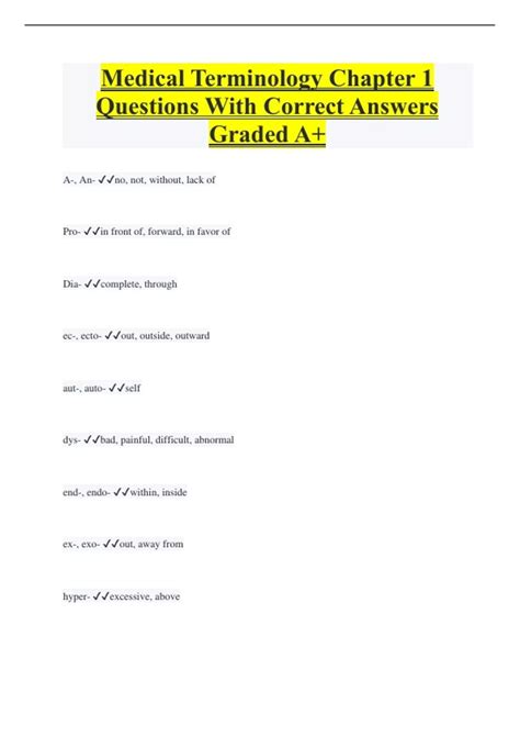 1 Medical To Terminology Introduction Answers Chapter