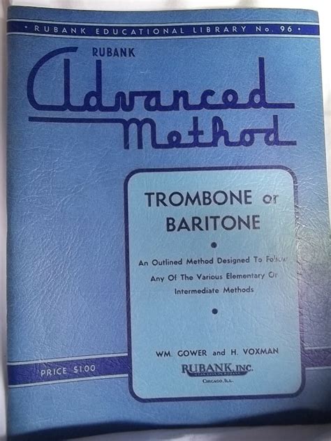 1 Method Rubank Advanced Trombone Or Vol Library Baritone Educational