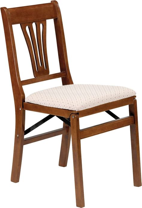 1 STAKMORE SOLID WOOD FOLDING CHAIR WITH PADDED SEAT …