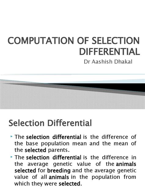 1 Selection Differential PDF Cattle Standard Deviation