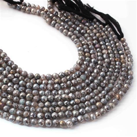 1 Strand Labradorite Silver Coated Briolette Beads Round Ball