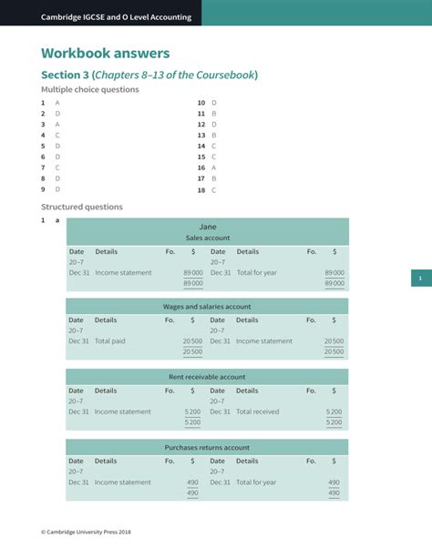 1 Student Workbook Accounting Answers