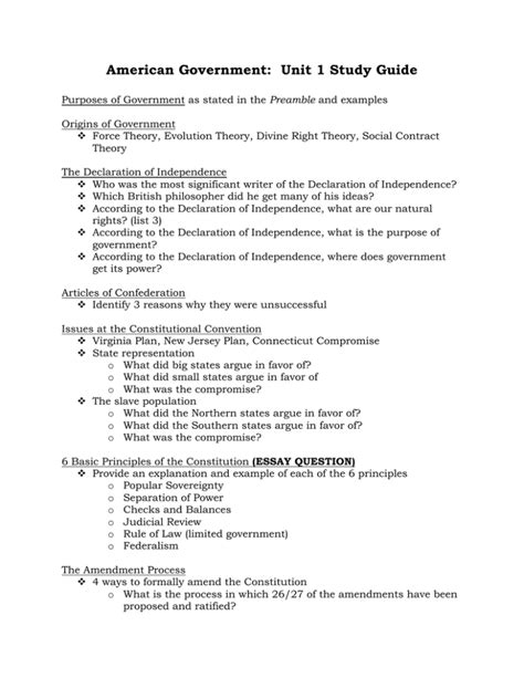 1 Study Government Guide Unit Answers