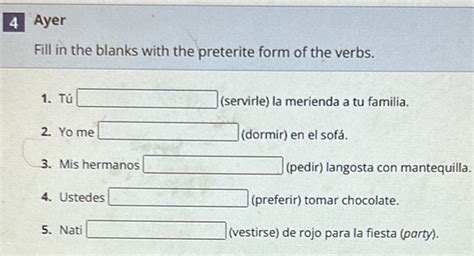 1 The preterite Fill in the blanks with the preterite form of the verbs