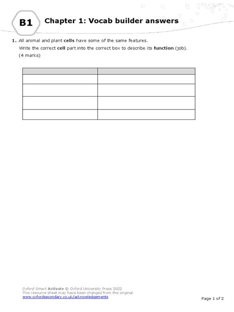 1 Vocabulary Section Builder Answers