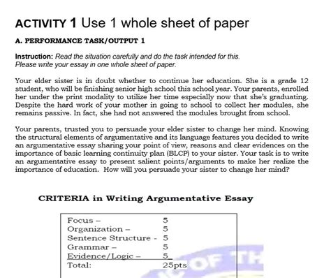 1 Whole Sheet of Paper Per Activity PDF - Scribd