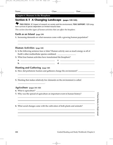 1 Worksheet Section A 6 Landscape Answers Changing