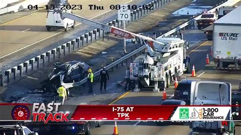 1 airlifted after guardrail collision on I-75 near Turnpike