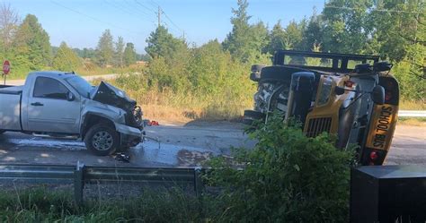 1 airlifted after school bus and pickup truck collide on Iron Range
