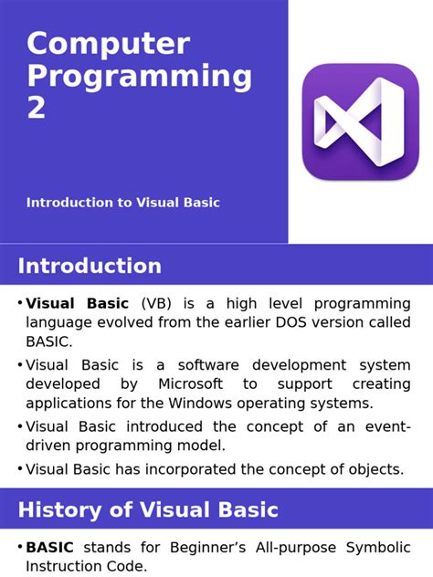 1 And Visual Basic Introduction To Programming