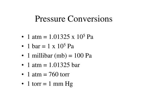 1 Atm Pressure In Pascal