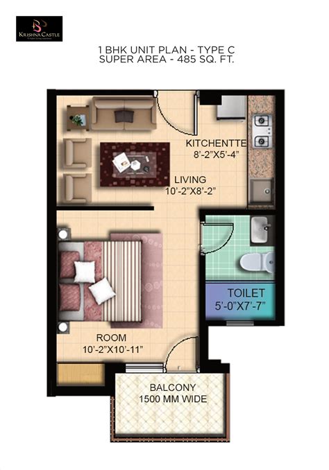 1 Bhk Flat Plan