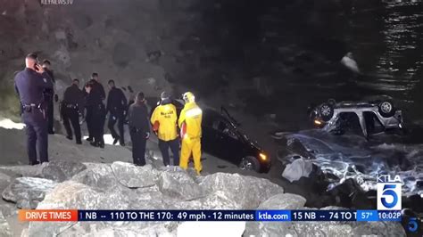 1 dead, 2 hospitalized after alleged DUI driver sends cars flying off PCH and onto rocks, surf in Pacific Palisades