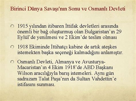 1 Dünya Savaşı Sonuçları
