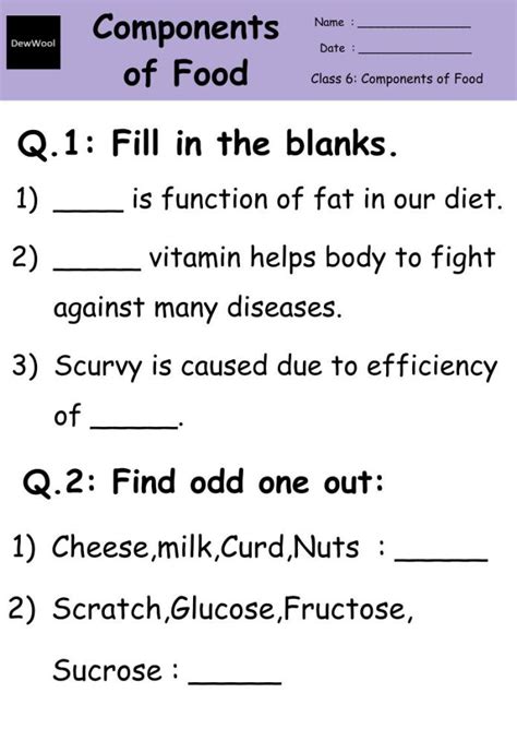 1 Food Components Worksheet Live Worksheets Carbohydrates Fats And Proteins Worksheet - Carbohydrates Fats And Proteins Worksheet
