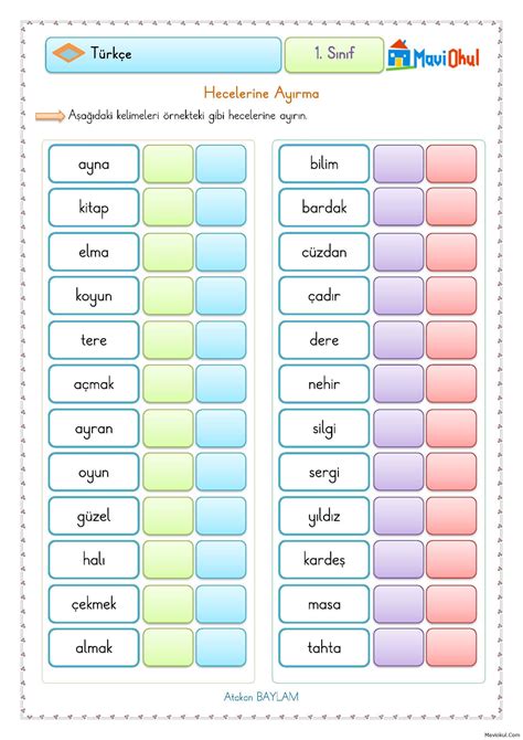 1 heceli kelimeler.