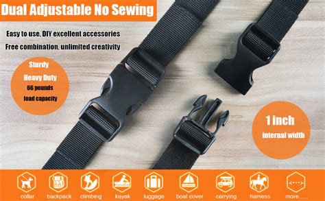 1 inch webbing buckles.  Two-way adjustable, no sewing required for use User-...