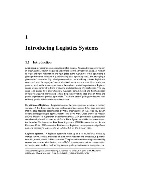 1 Introducing Logistics John Wiley Sons