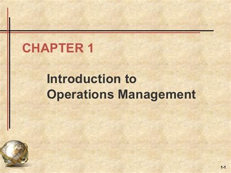 1 introduction to operations management