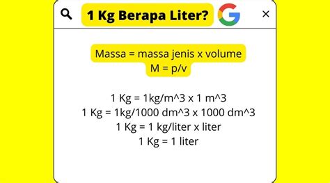 1 kg berapa liter