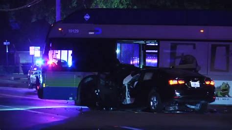 1 killed, 3 hospitalized after car and transit bus collide in Miami Gardens