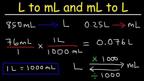 1 liter is equivalent to how many milliliters Math Index