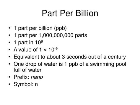 1 Part Per Billion