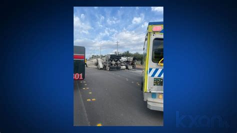 1 person seriously injured after cement truck rolls over in western Travis County