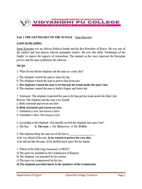 1 Puc English Notes