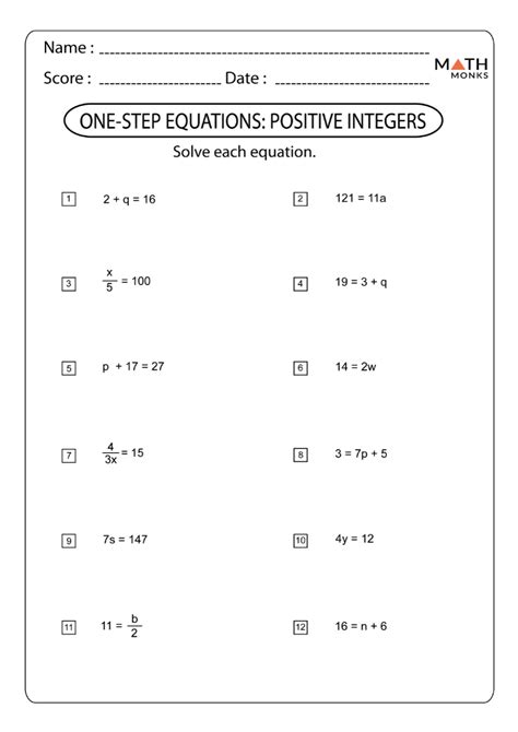 1 Step Equations Worksheets One Step Equations Worksheet Answers - One Step Equations Worksheet Answers