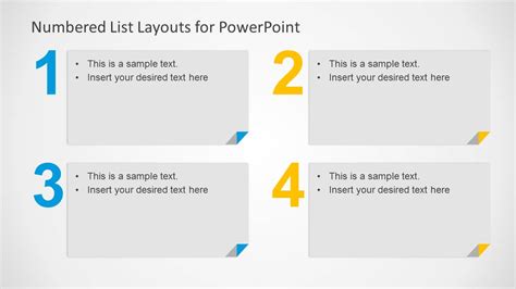 1 to 4 Numbered List Slide Template for PowerPoint SlideModel
